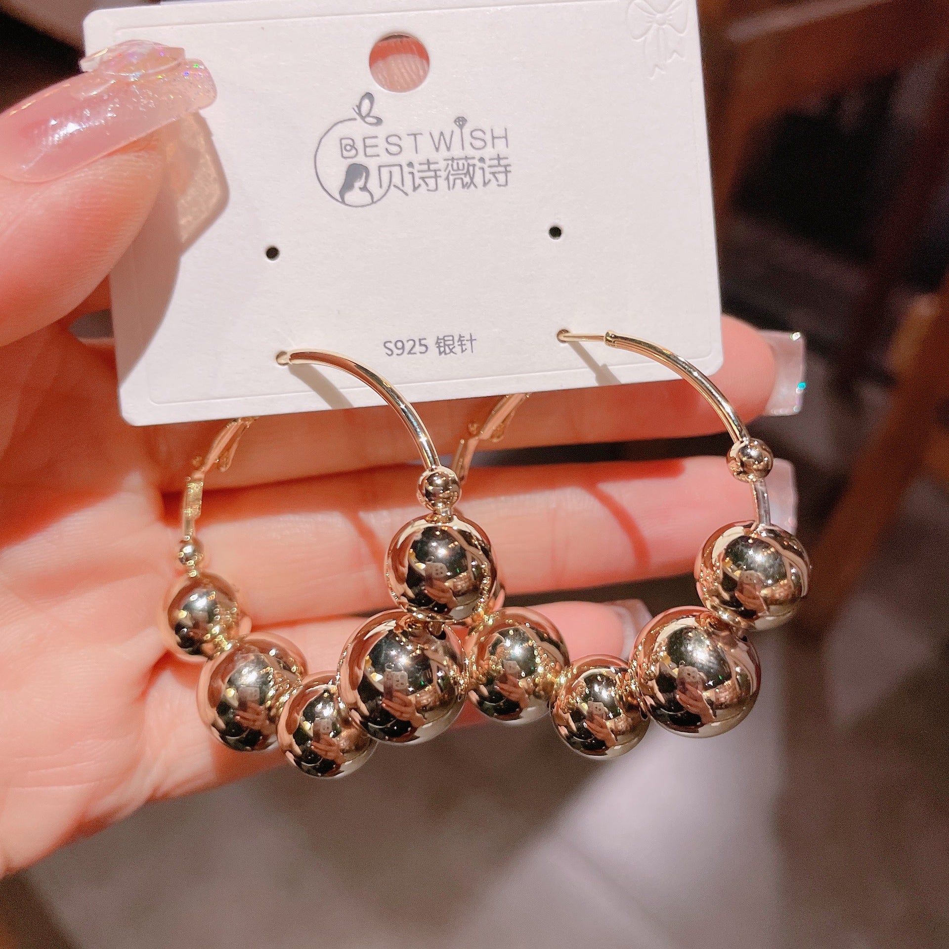 Round Ball Earrings Exaggerated Cold Design Sense Of Women