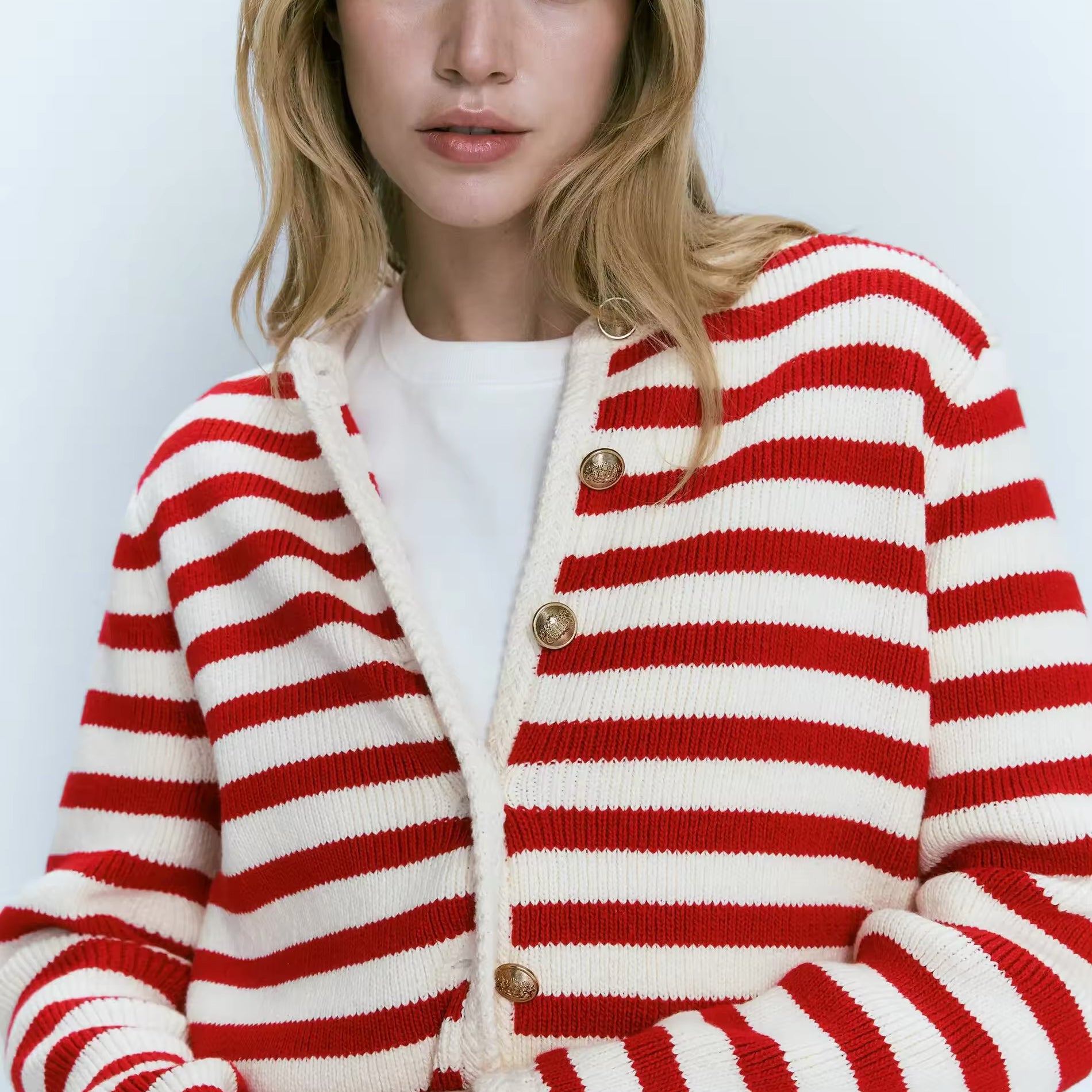 knitted cardigan with stripes