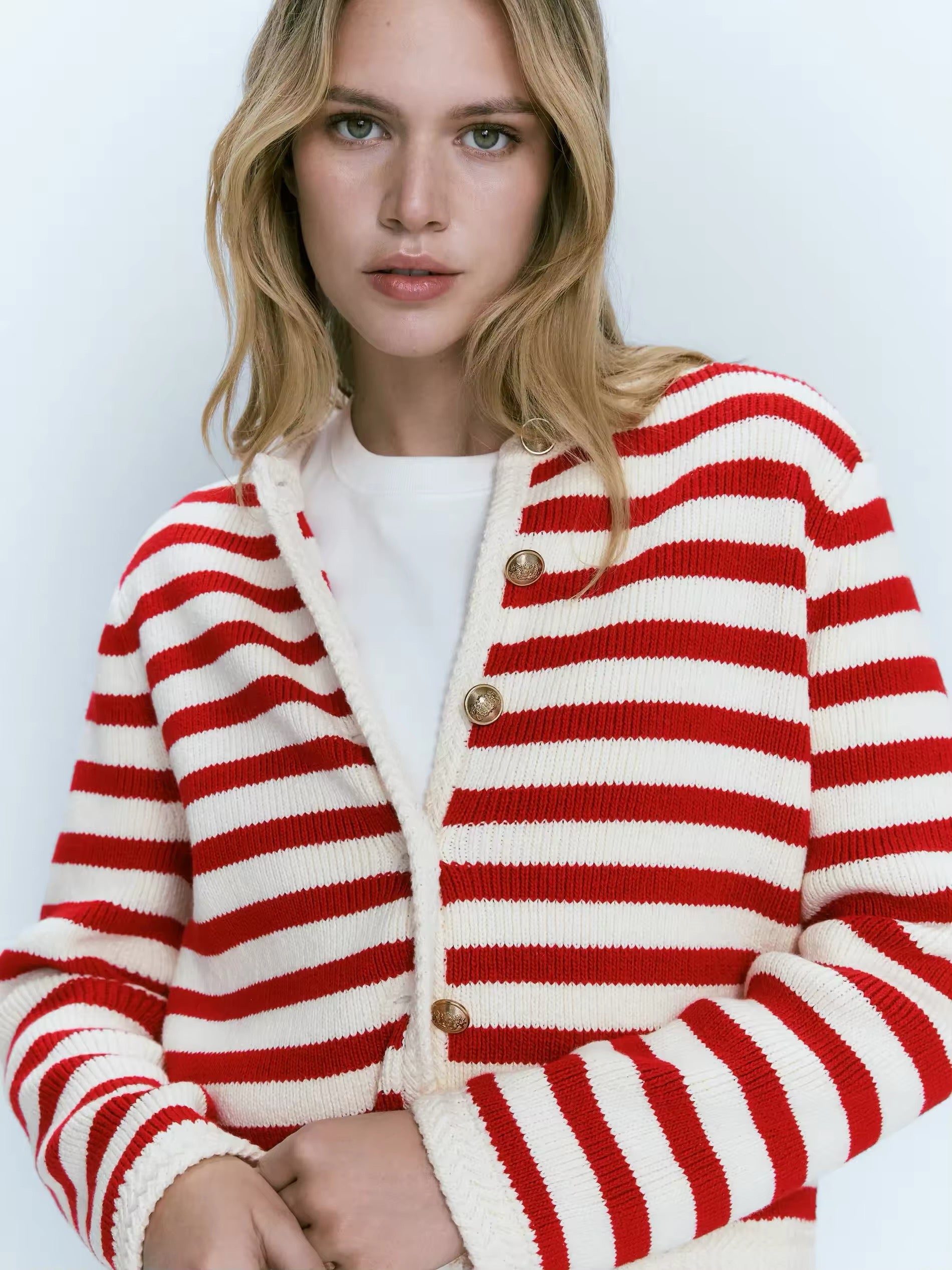 knitted cardigan with stripes