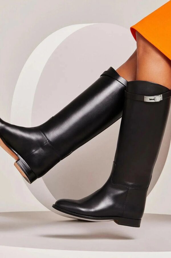 Luxurious leather boots in elegant riding style